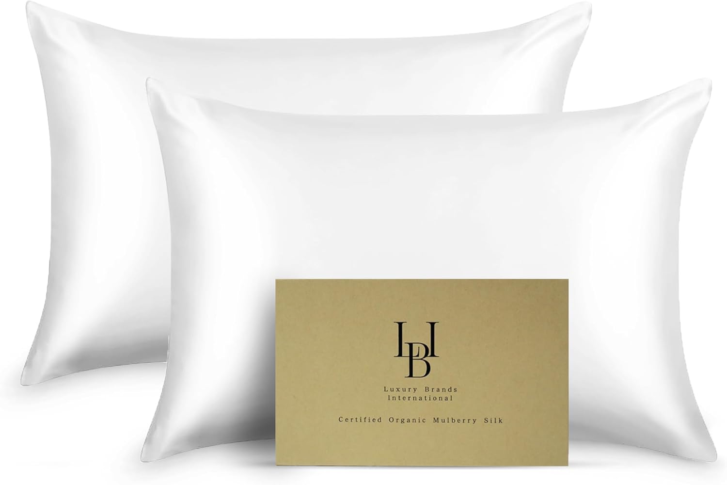 Pure Organic Silk Pillowcase Certified Organic 100% Pure Mulberry Silk Pillowcase 25 Momme Pillowcase (Ivory, Standard, Pack of 2)
