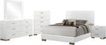 Coaster Home Furnishings Felicity Contemporary 5-Piece Bedroom Set Queen Size Panel Bed Frame 51-inch Headboard White High Gloss 203501Q-S5