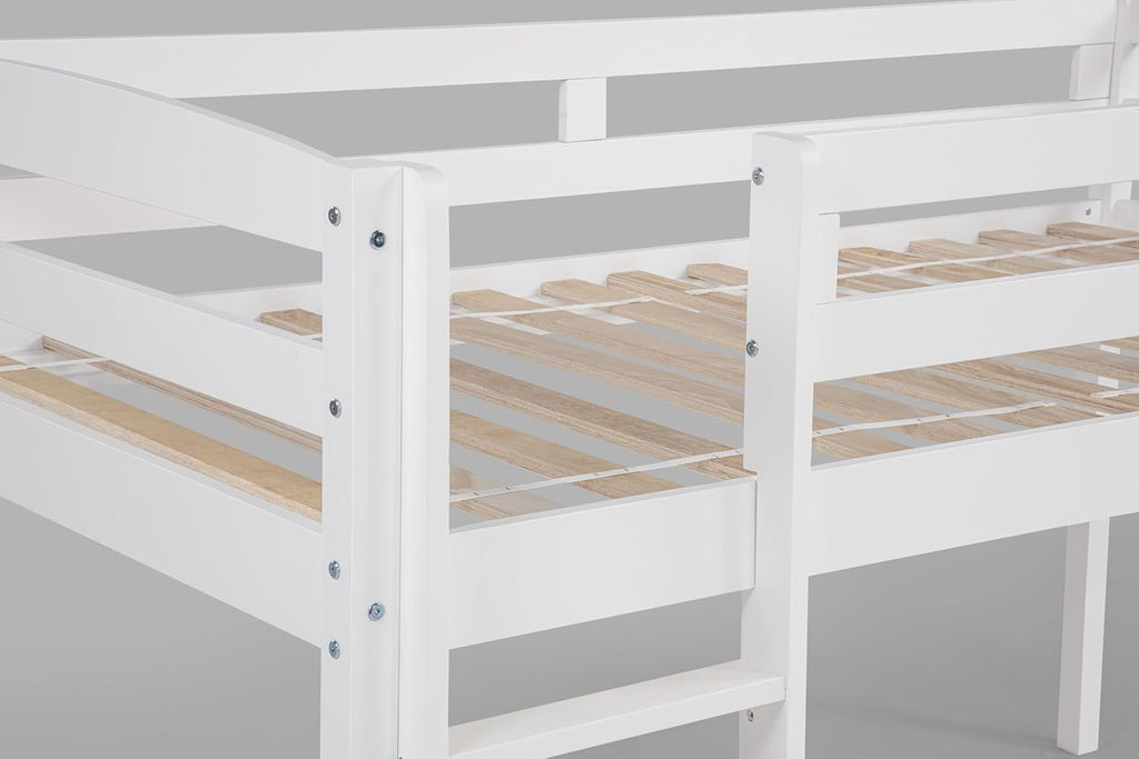 Tribeca Wood Low Loft Bed Frame / 14 Slat Supports/No Box Spring Necessary/Easy Assembly/Twin - White