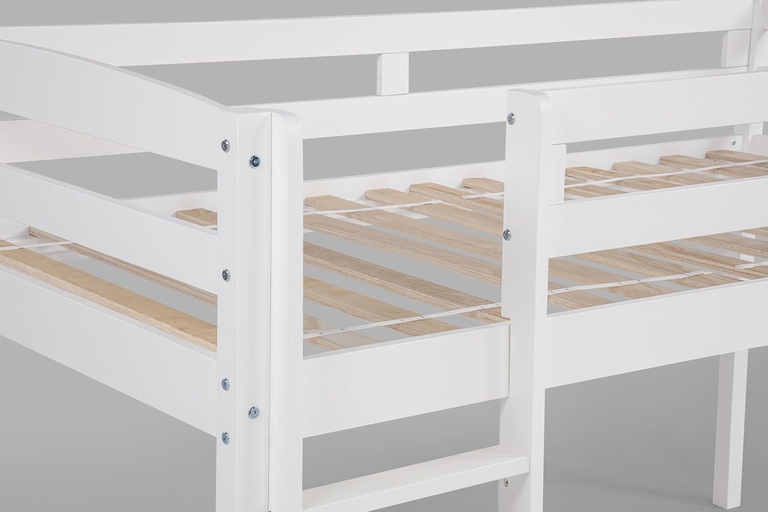 Tribeca Wood Low Loft Bed Frame / 14 Slat Supports/No Box Spring Necessary/Easy Assembly/Twin - White