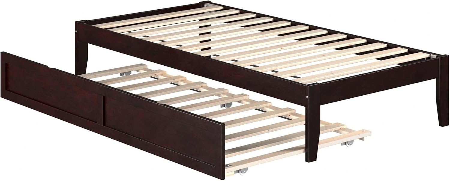 AFI Colorado Twin Size Platform Bed with Twin Trundle and Charging Station in Espresso