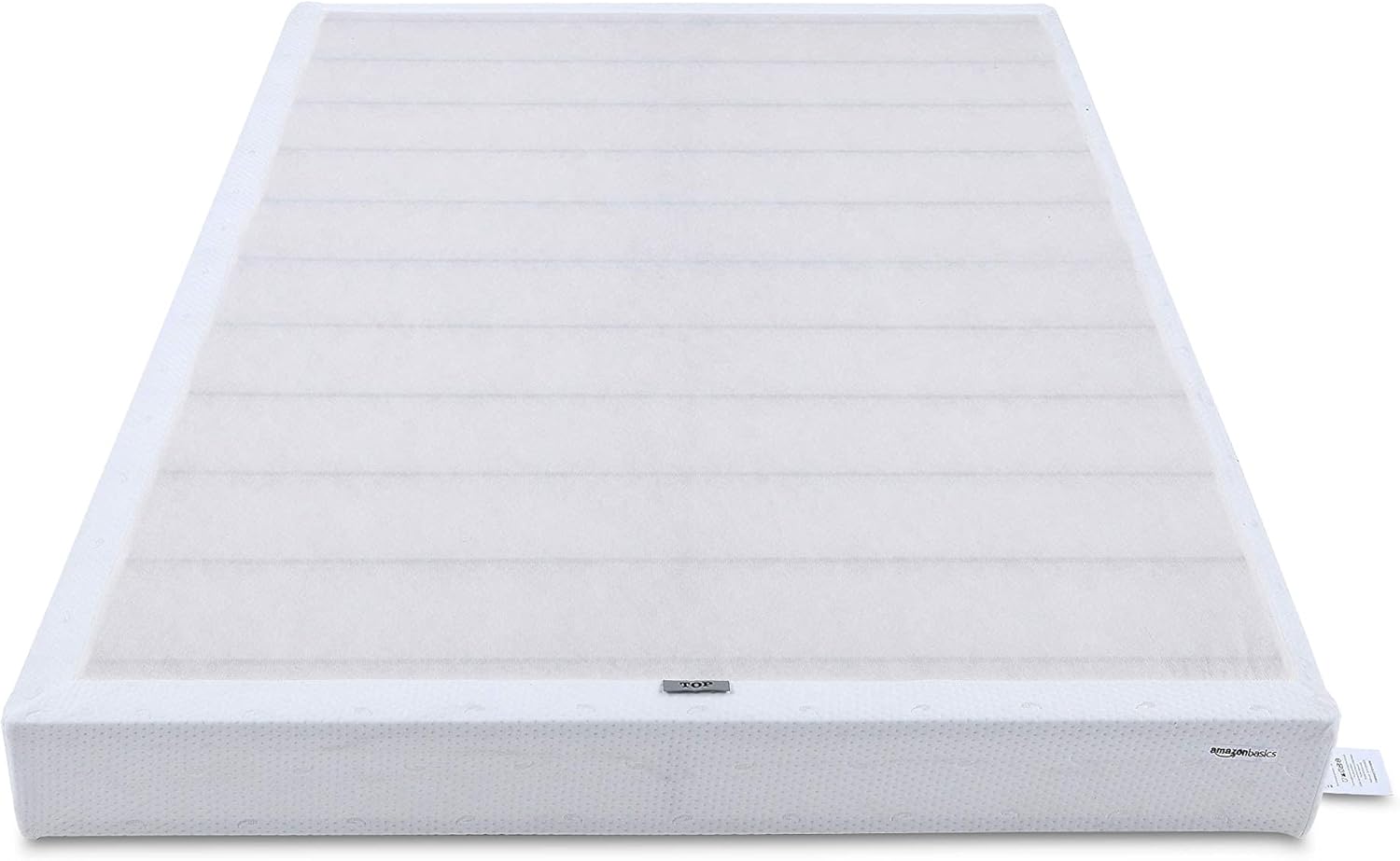 Amazon Basics Smart Box Spring Bed Base, 5-Inch Height Mattress Foundation, Tool-Free Easy Assembly, King, 79' x 75.5' x 5', White
