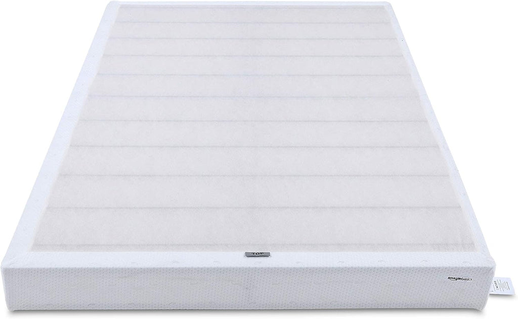 Amazon Basics Smart Box Spring Bed Base, 9-Inch Height Sturdy Mattress Foundation, Strong Metal Support, Tool-Free Easy Assembly, King, 79'L x 75.5'W x 9'H, White