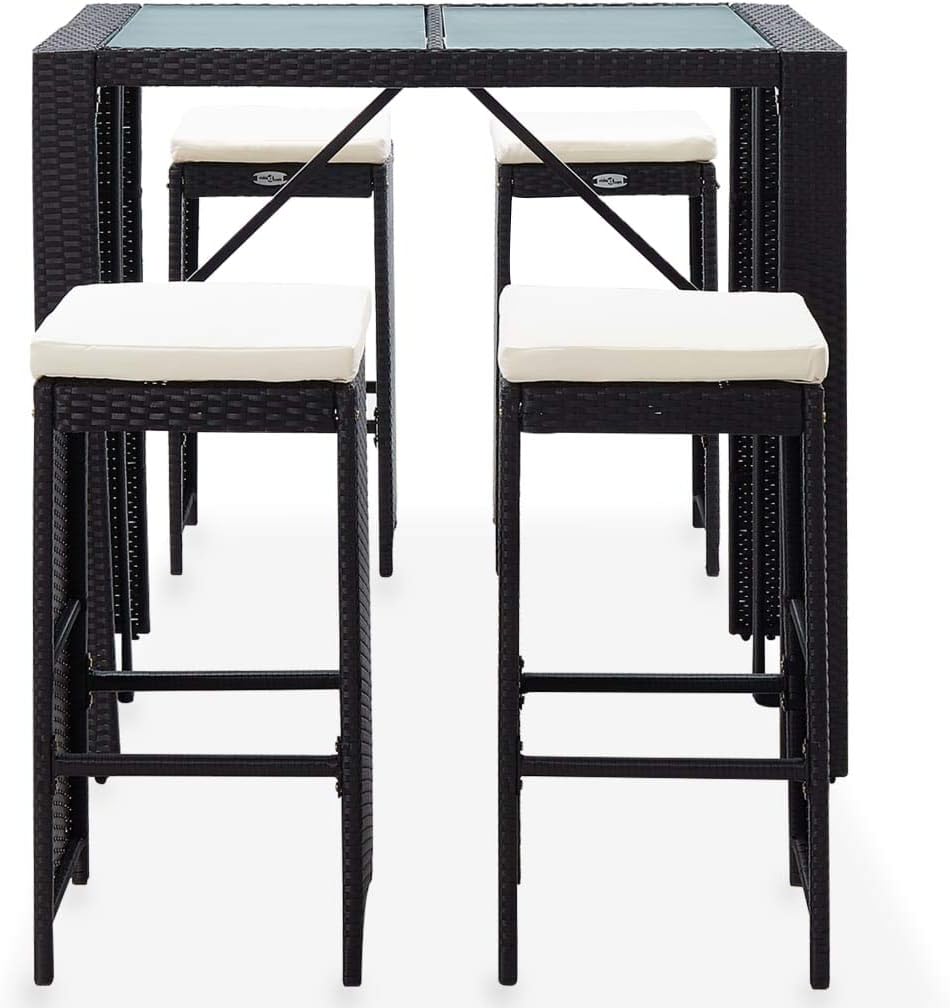 5 Piece Patio Bar Set Poly Rattan and Glass Blackqueen Bed Frame with headboard Queen Size Bed Frame King Size Bed Frame King Platform Bed Frame Metal Bed Frame Queen Size