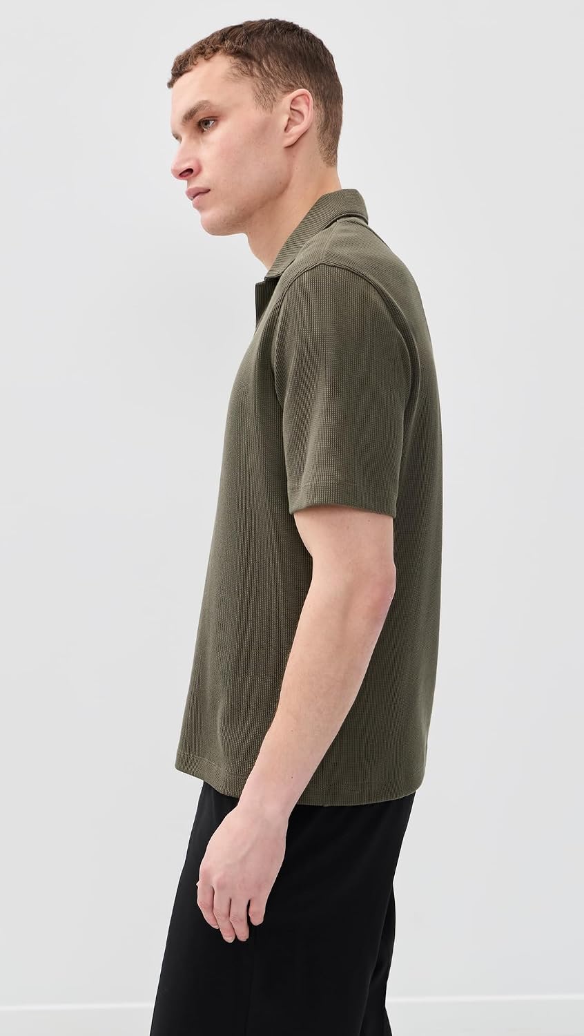 Theory Men's Short Sleeve Polo in Soft Waffle