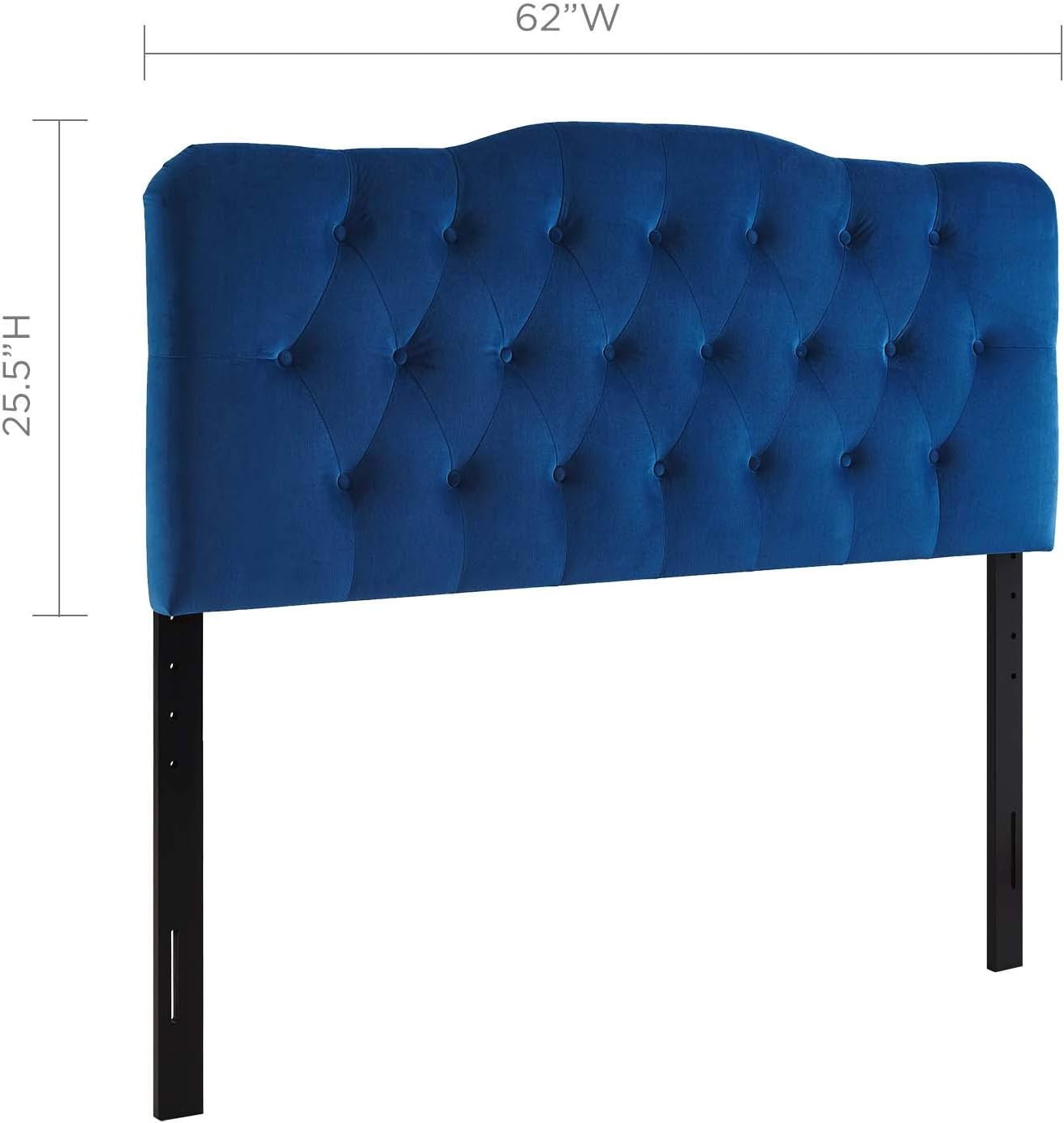 Modway Annabel Diamond Tufted Performance Velvet Queen Headboard in Navy