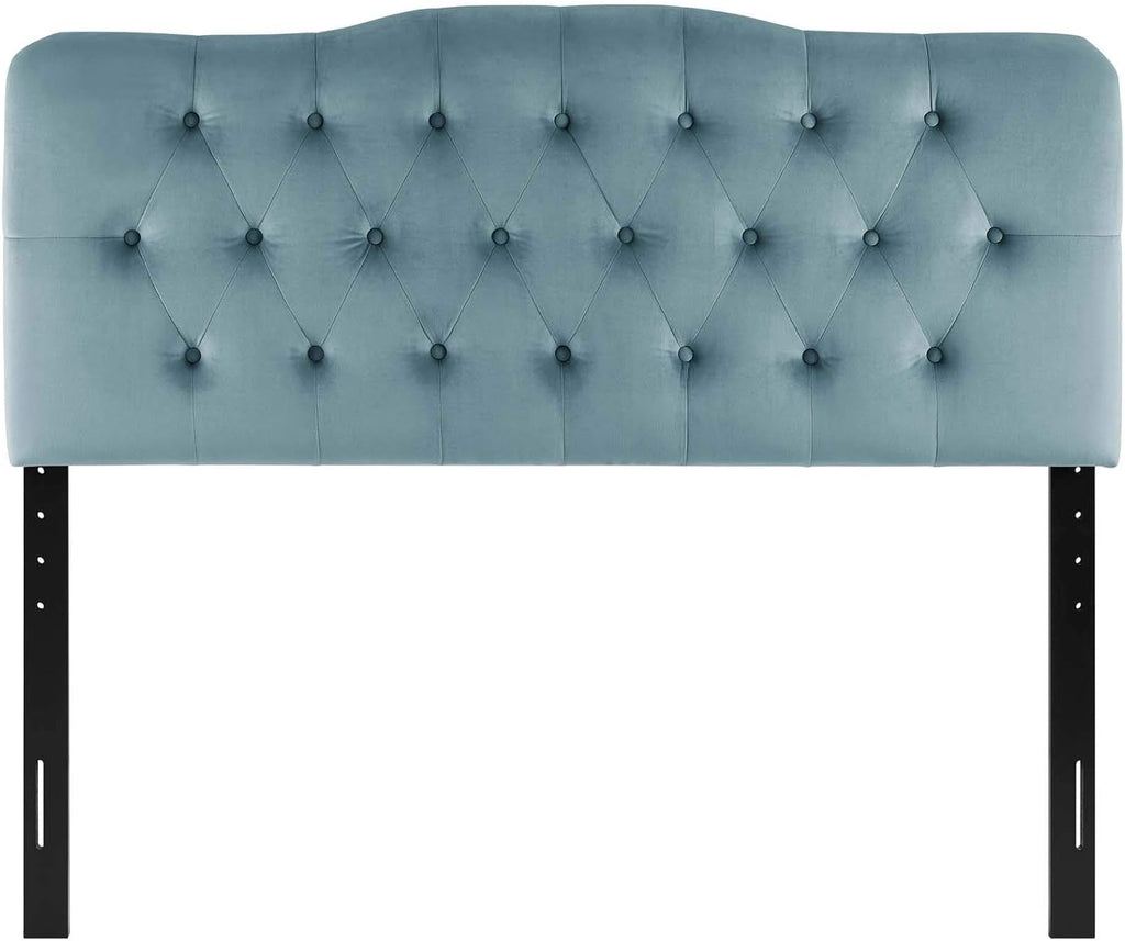 Modway Annabel Diamond Tufted Performance Velvet Queen Headboard in Light Blue