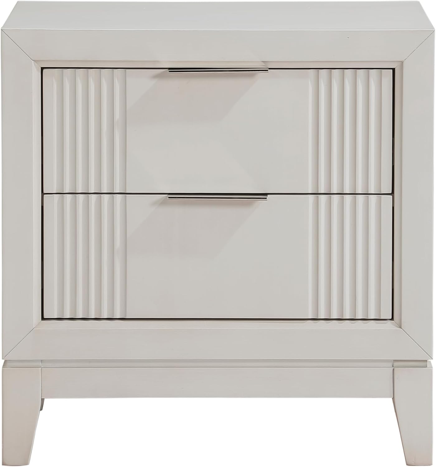 Modern Antique White Finish Bedroom Set 5 Piece King Size Bed with LED Light Wooden Furniture