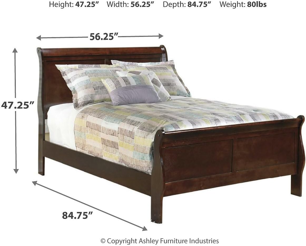 Signature Design by Ashley Alisdair Traditional Full Sleigh Bed, Foundation or Box Spring Needed, Dark Brown