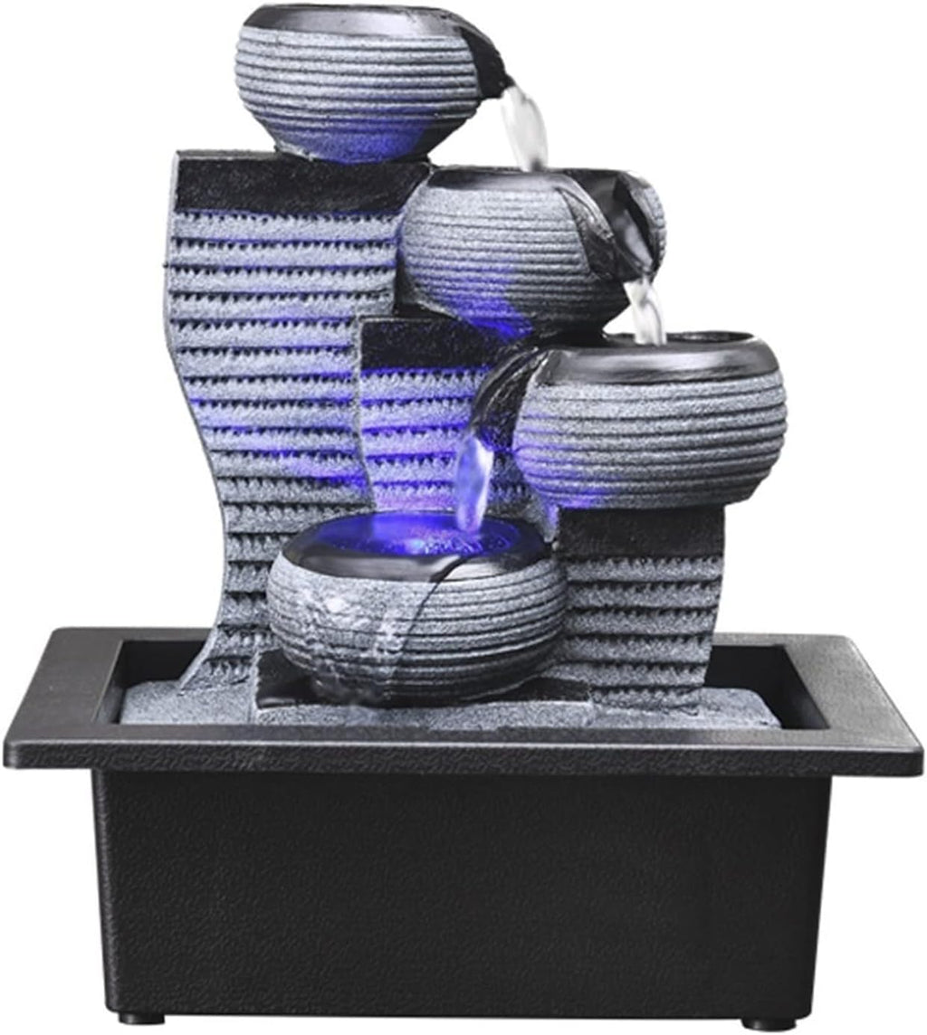 Indoor Water Fountain Tabletop Fountains Stacking Creative Modeling Indoor Running Water Desktop Fountain Decoration Feng Shui Ball Simple Office Decorations Meditation Fountain