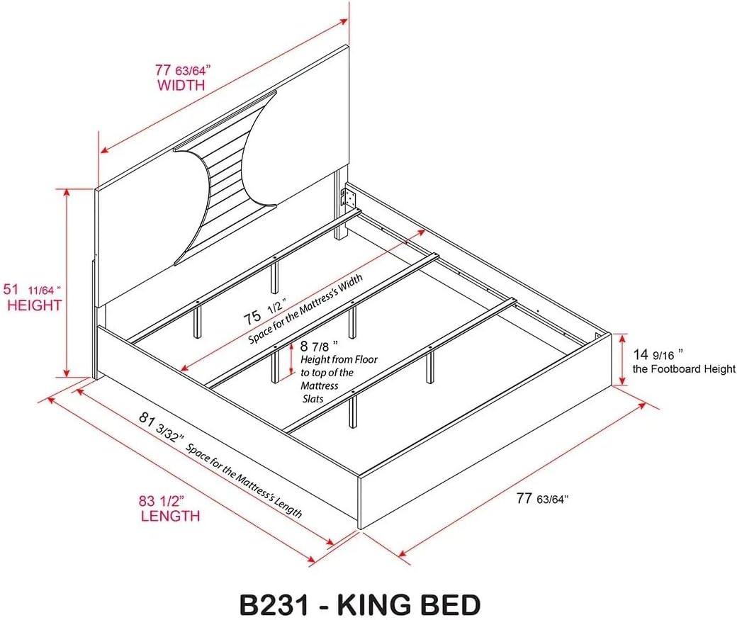 KB Designs – 5-Piece Bedroom Set with Bed LED Headboard, Dresser with Mirror, Chest and 2 Nightstands, Modern White and Gold Finish, King Size