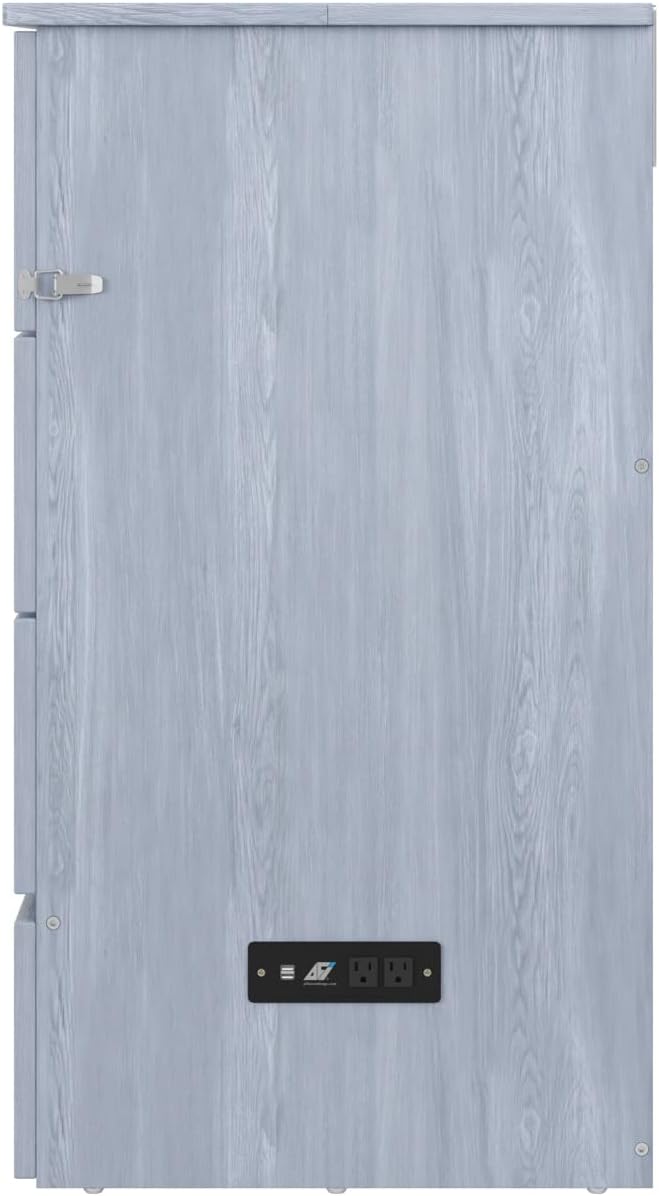 AFI, Northfield Murphy Bed Chest Twin XL with 6' Mattress, Storage Drawer & Built-in USB Charger, Driftwood