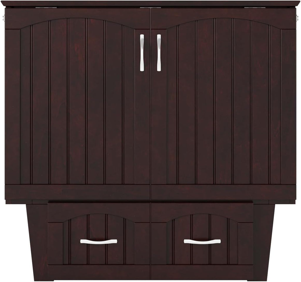 AFI, Nantucket Twin Murphy Bed Chest with Mattress, Storage Drawer and Built-In USB Charger, Espresso