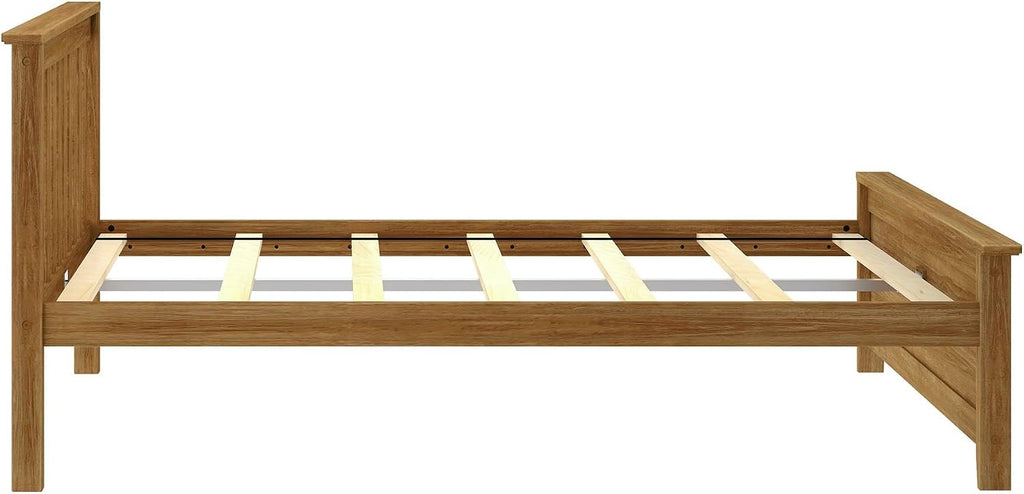 Plank+Beam Solid Wood Full Bed Frame, Platform Bed with Headboard, Pecan