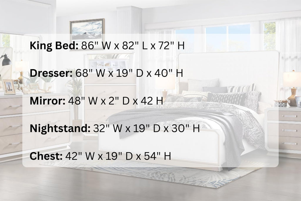 First of a Kind Dior Two Tone Luxury 5 Piece King Bedroom Set with Upholstered Tufted Headboard Modern Glam Design Coordinated Furniture Collection