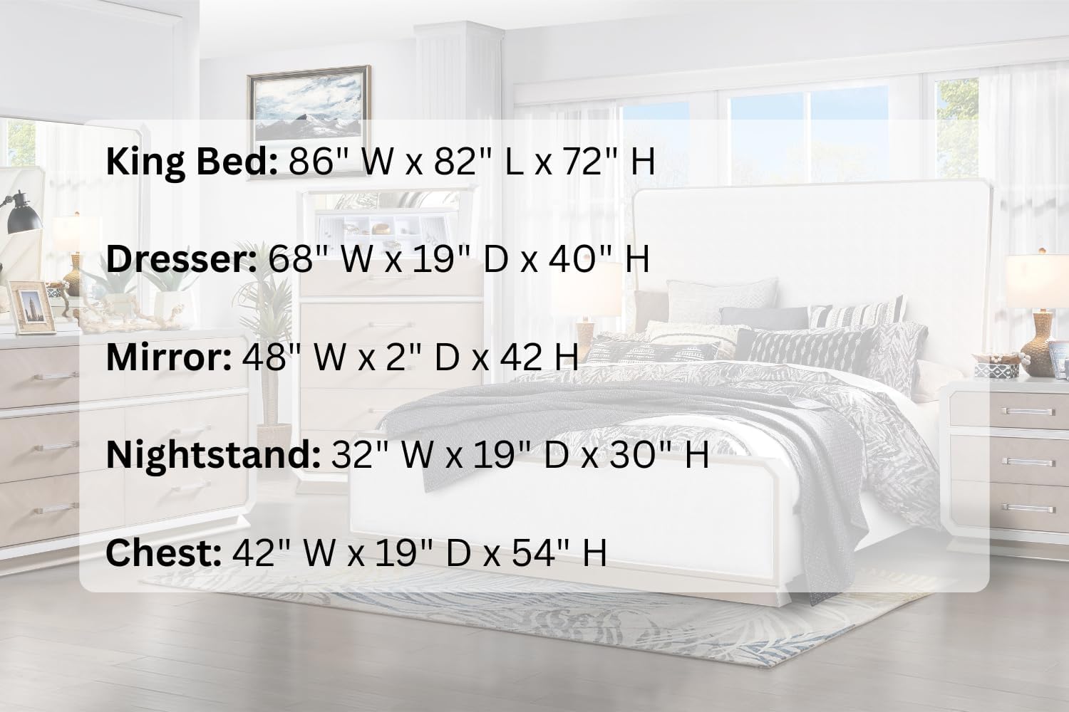 First of a Kind Dior Two Tone Luxury 5 Piece King Bedroom Set with Upholstered Tufted Headboard Modern Glam Design Coordinated Furniture Collection