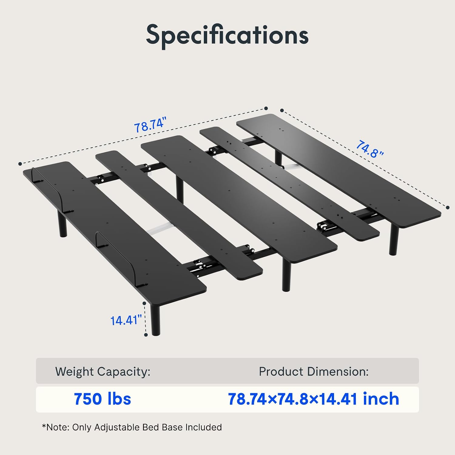 FLEXISPOT S3K-Lite King Size Adjustable Bed Frame Base, Zero Clearance, Independent Head & Foot Incline, Zero Gravity, Wireless Remote, 12'' Legs, Easy Assemble, 5-Year Warranty, 750 lbs.
