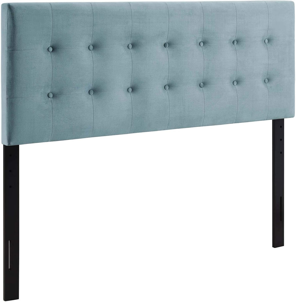 Modway Emily Queen Biscuit Tufted Performance Velvet Headboard, Light Blue