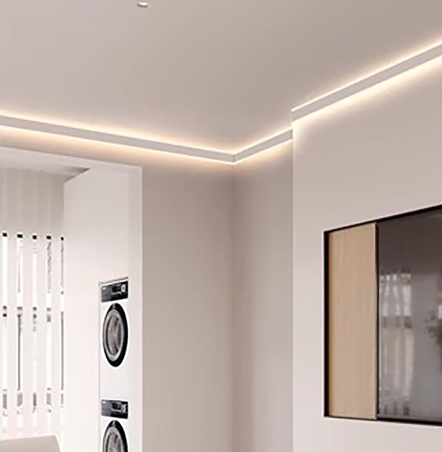 LED Crown Molding Channel - 15m Black Indirect Lighting Diffuser for Wall/Ceiling, Surface Mount Aluminum Profile Trim Slot, Ideal for Home Decor & Accent Lighting