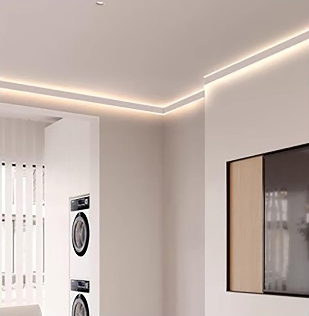 LED Crown Molding Aluminum Profile - Black Surface Mount Indirect Lighting Diffuser for Walls & Ceilings - 1m/3.3ft Decorative LED Light Channel