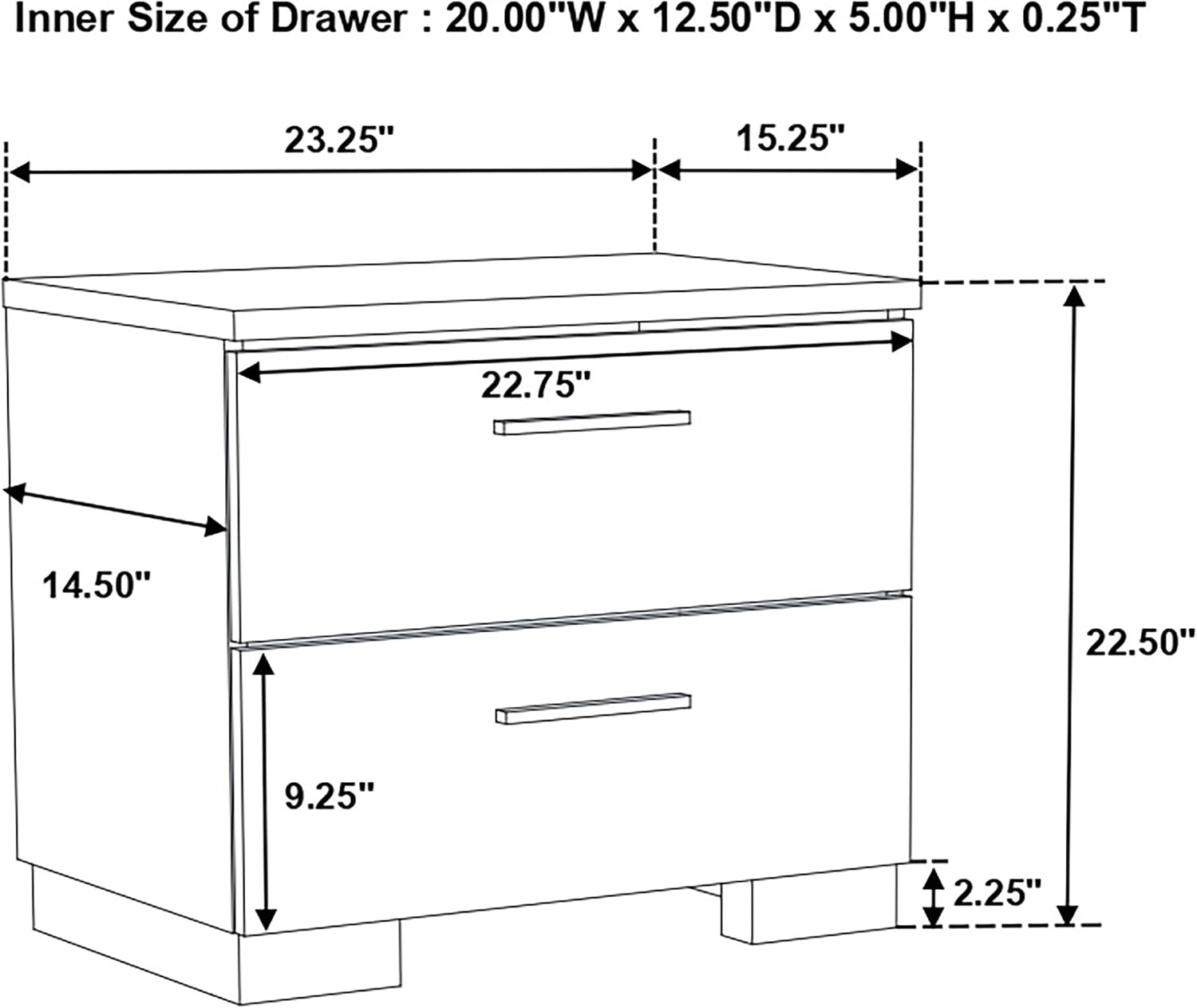 Coaster Home Furnishings Felicity Contemporary 5-Piece Bedroom Set Queen Size Panel Bed Frame 51-inch Headboard White High Gloss 203501Q-S5