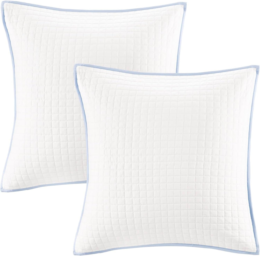 Intelligent Design Cotton Comforter Set - Jacquard Tufts Pompom Design All Season Bedding, Matching Shams, Decorative Pillows, Full/Queen (88 in x 92 in), Blue 7 Piece