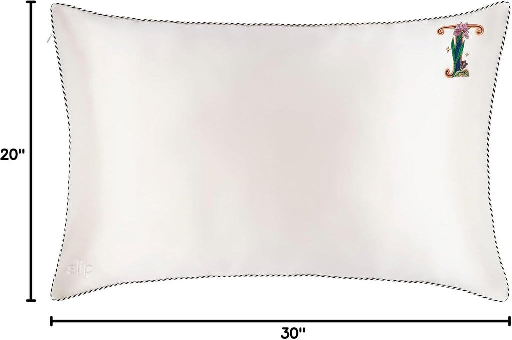 slip The Original Queen Pure Silk Pillow Case - 100% Pure 22 Momme Mulberry Silk - Queen Standard Size - Anti-Aging, Anti-BedHead, Anti-Sleep Crease, Initial Collection: Letter T (20' x 30')