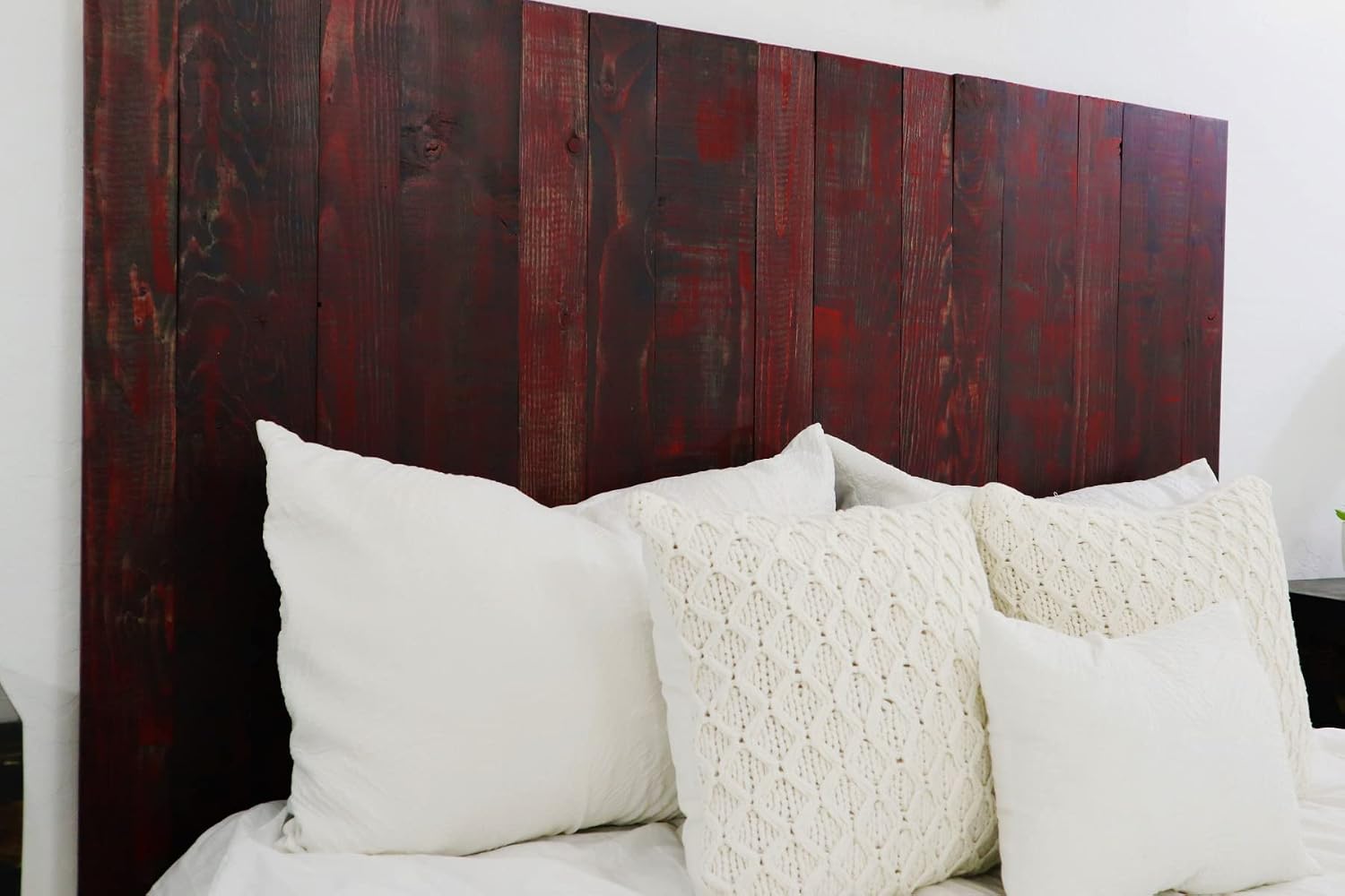 Barn Walls Red Dragon Skin Headboard, Modern Design, Solid Wood Headboard, Floating Panels, Wall Mount, Adjustable Height, Easy Assembly, Queen Size