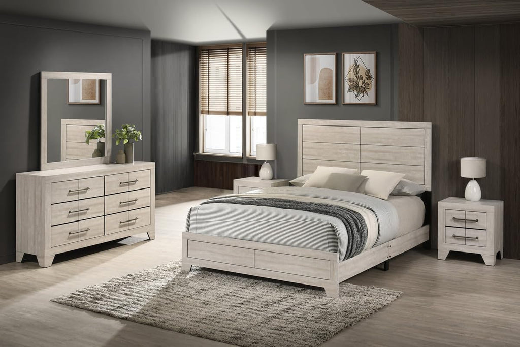 Best Quality Furniture 5 Piece Bedroom Set in Rustic Gray Oak Wood in Queen