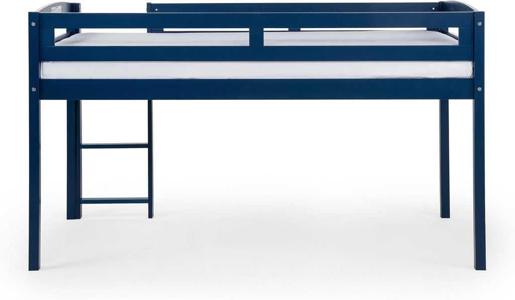 Camaflexi Tribeca Wood Low Loft Bed Frame / 14 Wood Slats Support and 1 Center Support/No Box Spring Necessary/Easy Assembly/Full - Blue
