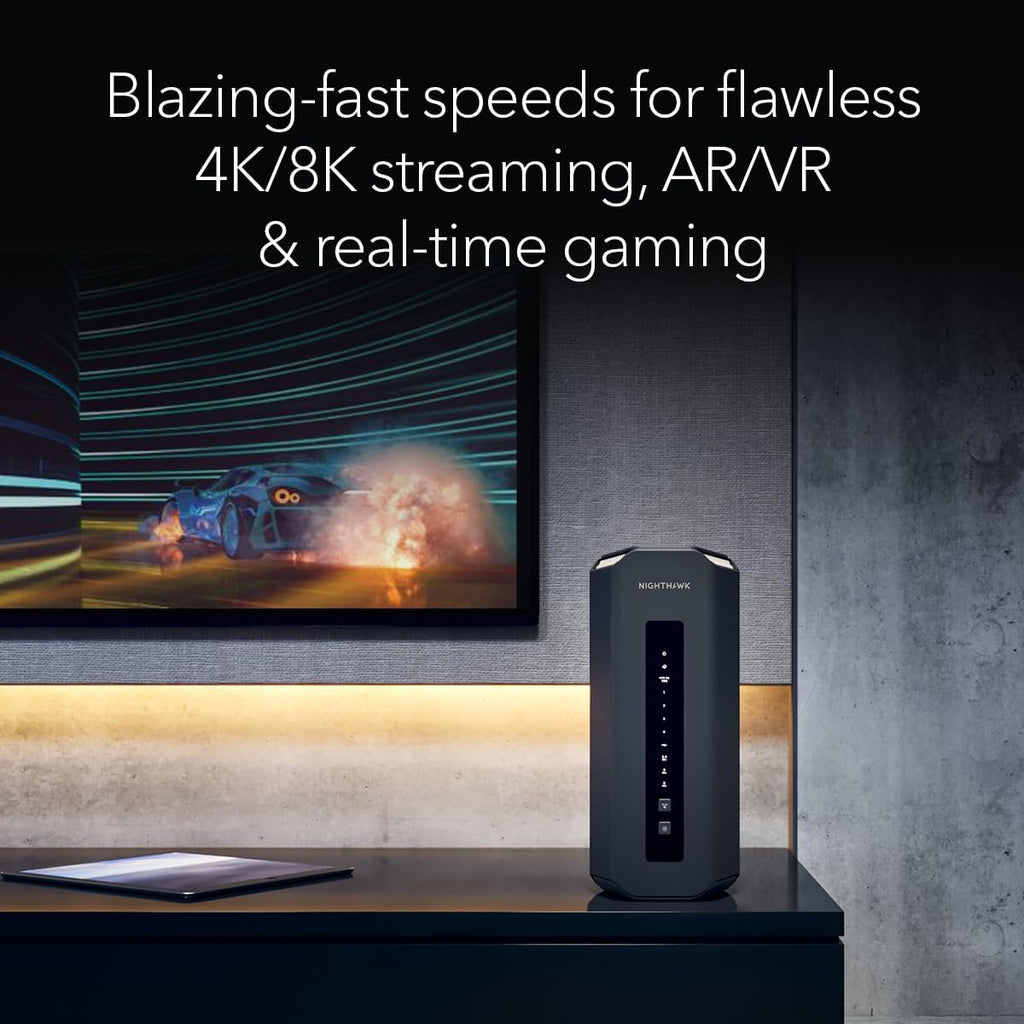 NETGEAR Nighthawk Tri-Band WiFi 7 Router (RS700S) - Security Features, BE19000 Wireless Speed (up to 19Gbps) – 10 Gig Internet Port - Covers up to 3,500 sq. ft., 200 Devices (Renewed)