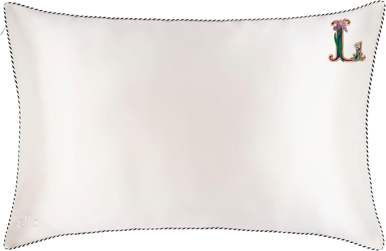 slip The Original Queen Pure Silk Pillow Case - 100% Pure 22 Momme Mulberry Silk - Queen Standard Size - Anti-Aging, Anti-BedHead, Anti-Sleep Crease, Initial Collection: Letter L (20' x 30')