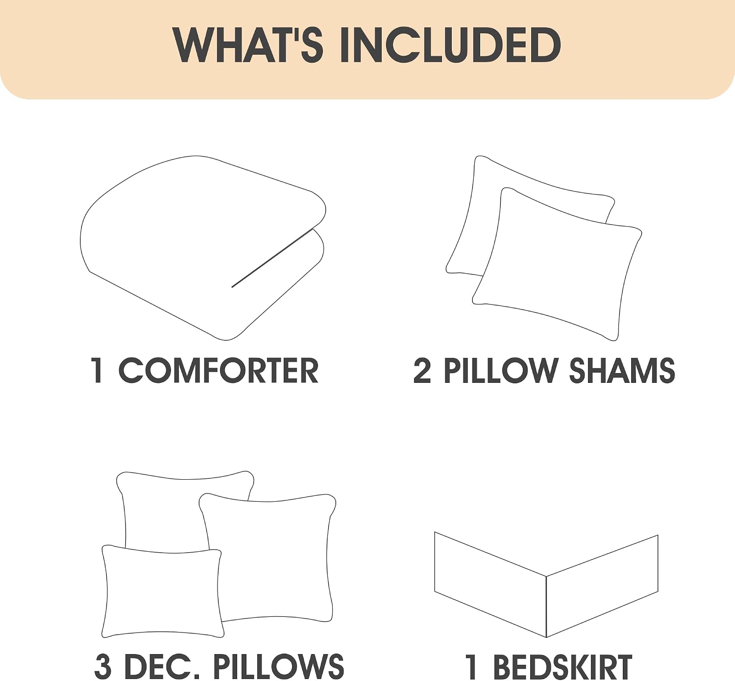 LANCO MODERN LIFESTYLE 7 Piece Comforter Set, Coffee White, Queen Size, Boho Style Geometric Microfiber Embroidery, Bed in a Bag with Bedskirt, Pillow Shams and Decor Pillows