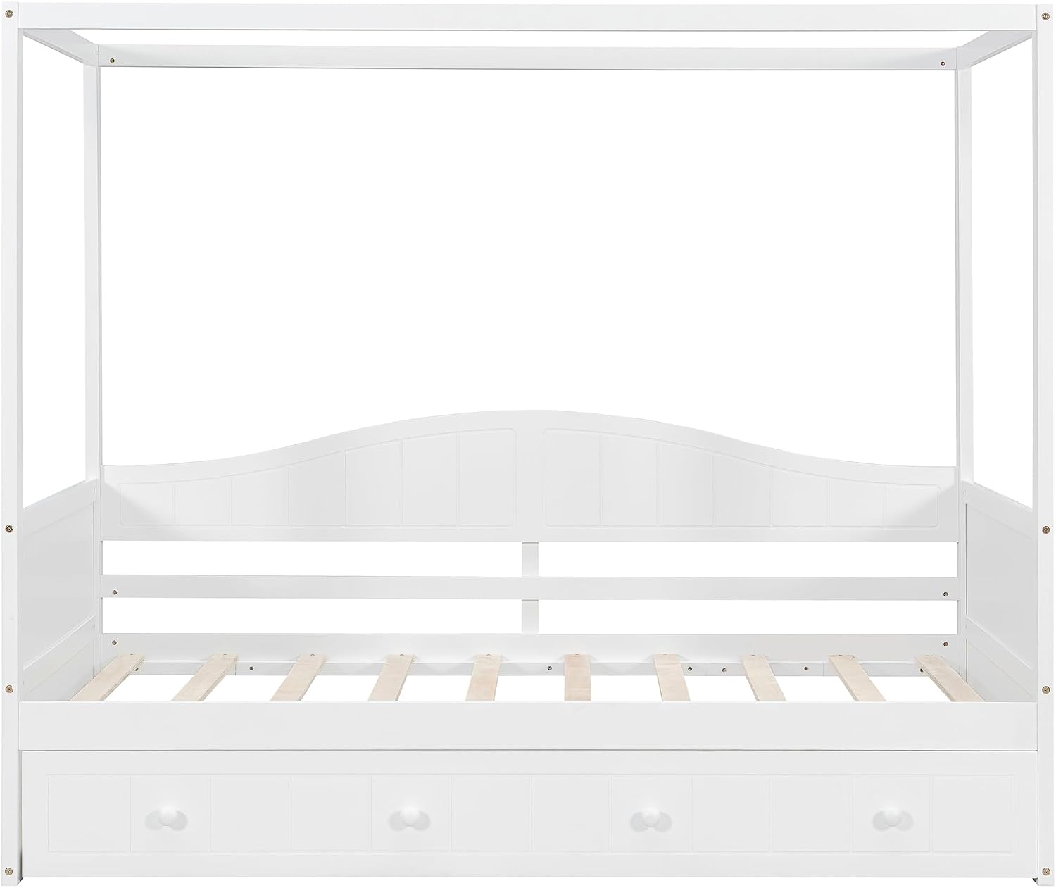 Harper & Bright Designs Twin Size Canopy Day Bed with Twin Size Trundle, White