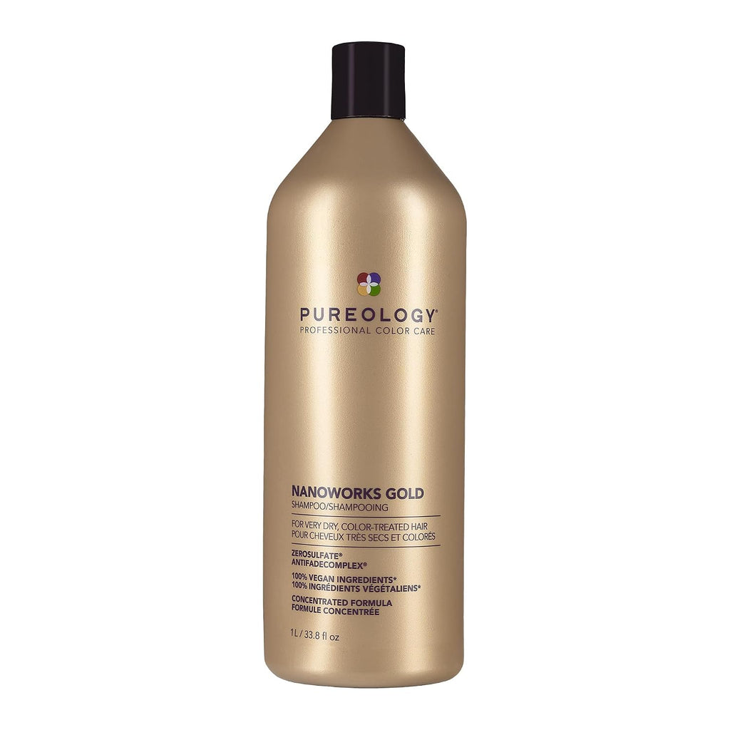 Pureology Nanoworks Gold Shampoo - For Very Dry and Color-Treated Hair, Renews Softness & Shine, Sulfate-Free & Vegan