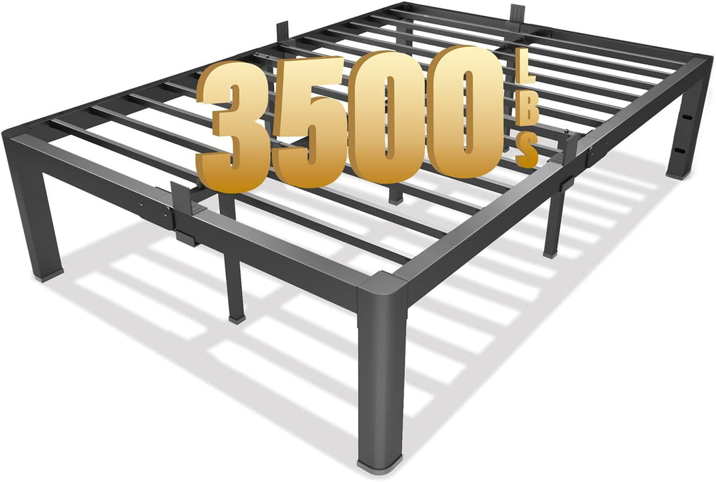 yookare King Platform Bed Frame,14' Heavy Duty Metal Mattress Foundation, Rounded Safety Corners & Recessed Legs,Mattress Retainers,Easy Assembly,Noise Free Steel Slat Support,No Box Spring Needed