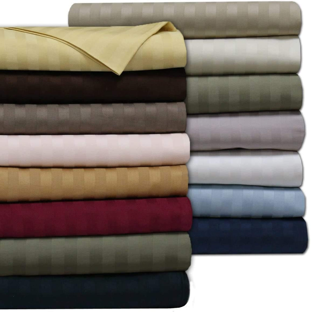 Royal Tradition Damask Striped 600-Thread-Count, 100-Percent Cotton Split-King 5PC Sheets Set for Adjustable Beds, Grey