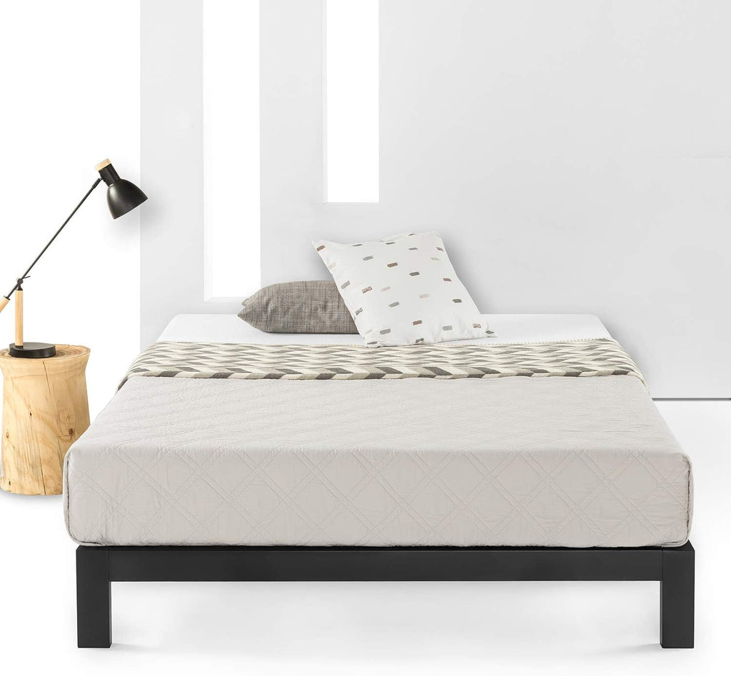 Mellow 10 inch Heavy Duty Metal Platform Bed/Wooden Slat Support/Mattress Foundation(No Box Spring Needed), Full, Black