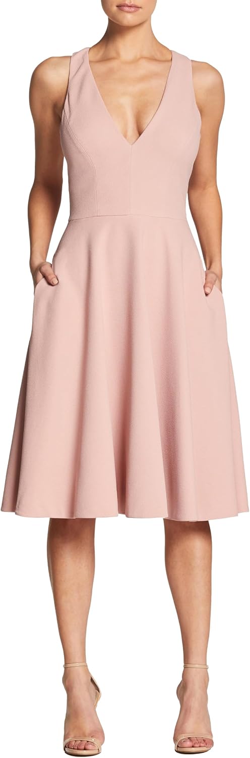 Dress the Population Women's Catalina Solid Sleeveless Fit & Flare Midi Dress