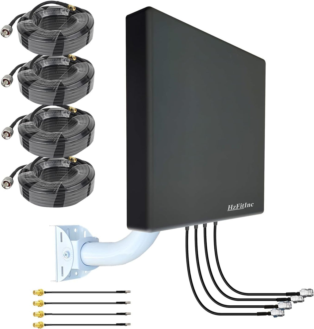5G 4G LTE 4x4 MIMO Outdoor Panel Antenna Kit | High Gain External Antenna for Cellular Routers Modems Hotspots Gateways for T-Mobile Home Internet, Verizon, AT&T (Kit w/ 32' Cable SMA & TS9)
