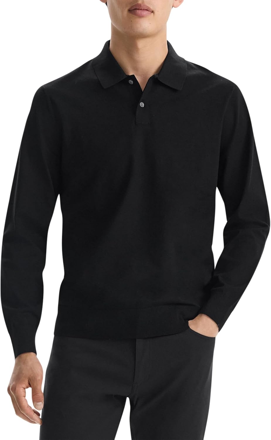 Theory Men's Goris Polo Long Sleeve in Light Bilen