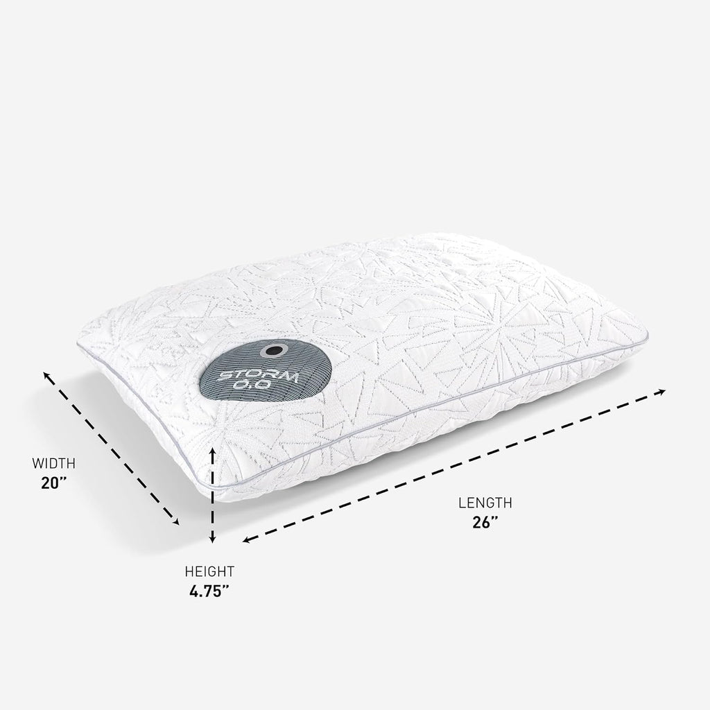 Bedgear Storm Performance Pillow – 0.0 - Cooling Bed Pillow for Hot Sleepers - Medium Firmness Pillow for All Sleep Positions, Washable & Removable Cover - 20' W x 26' L x 4.75' H
