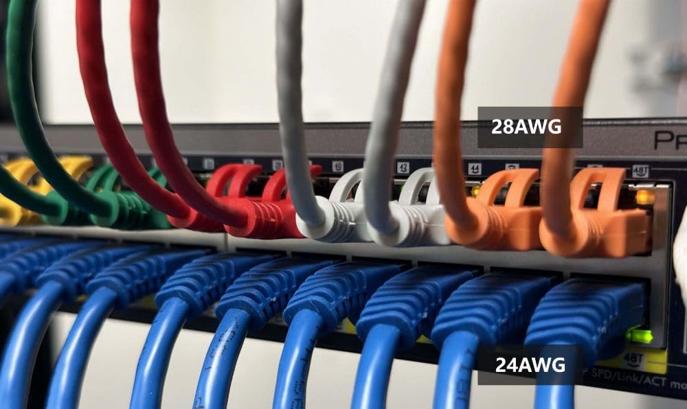 InstallerParts Ethernet Cable CAT6A Slim Cable UTP Booted 0.5 FT (200 Pack) - Blue - Professional Series - 10Gigabit/Sec Network/High Speed Internet Cable, 550MHZ, 28AWG