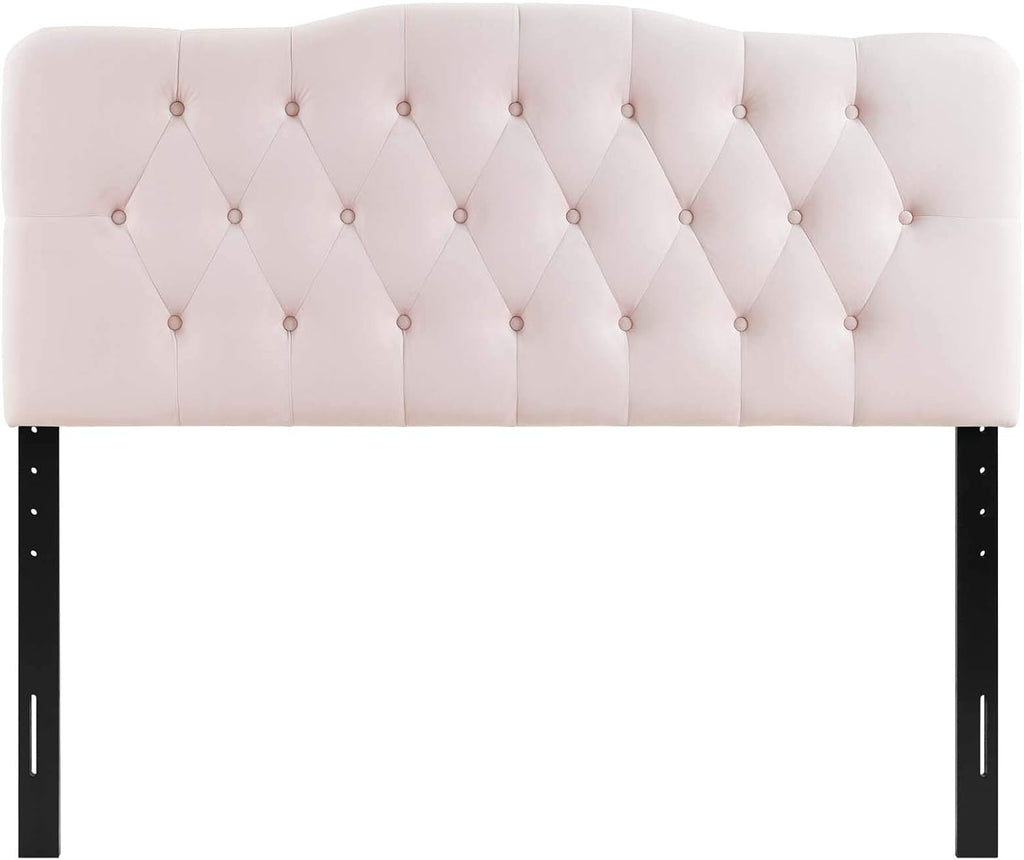 Modway Annabel Diamond Tufted Performance Velvet Queen Headboard in Pink