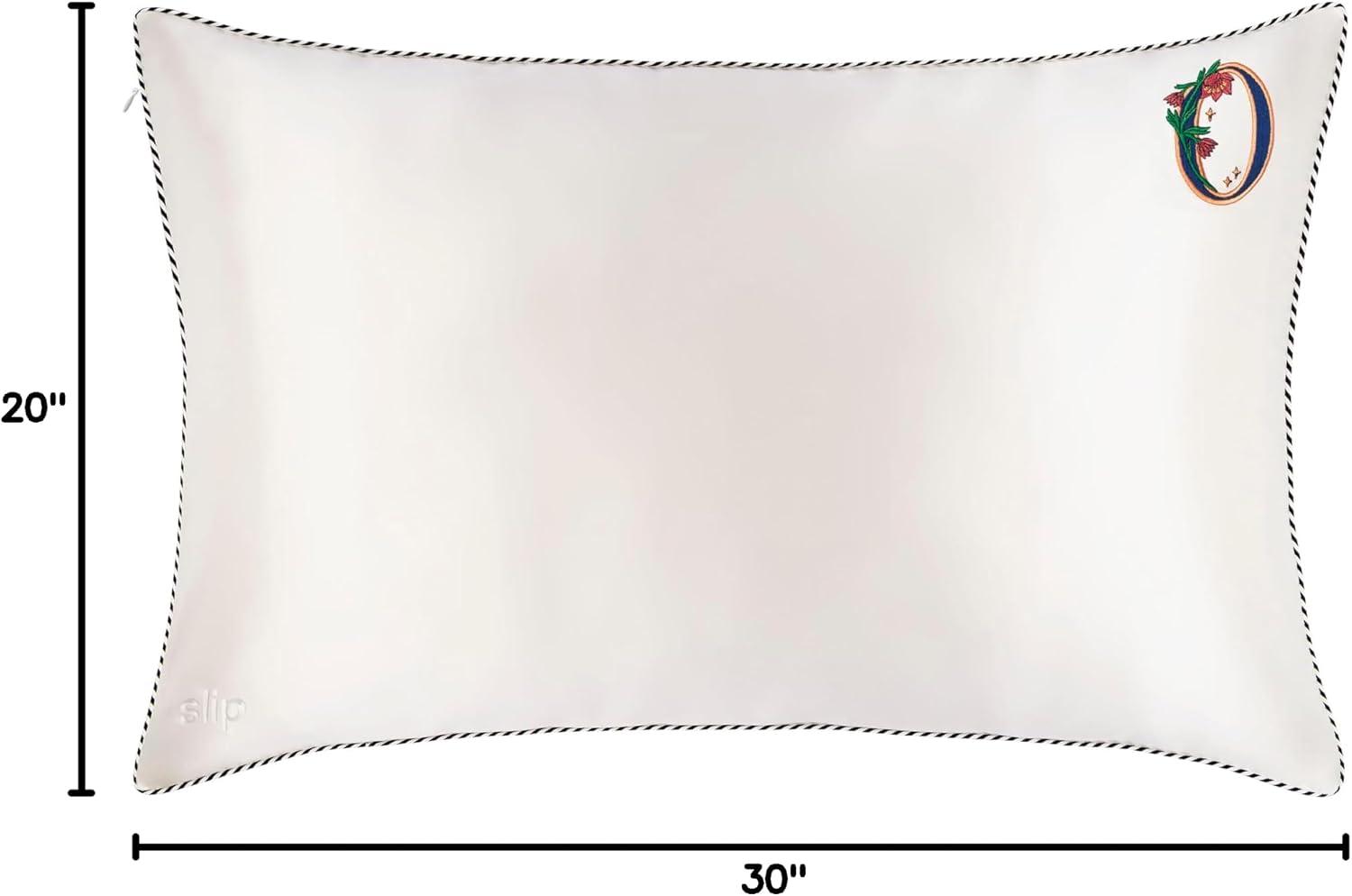 slip The Original Queen Pure Silk Pillow Case - 100% Pure 22 Momme Mulberry Silk - Queen Standard Size - Anti-Aging, Anti-BedHead, Anti-Sleep Crease, Initial Collection: Letter O (20' x 30')