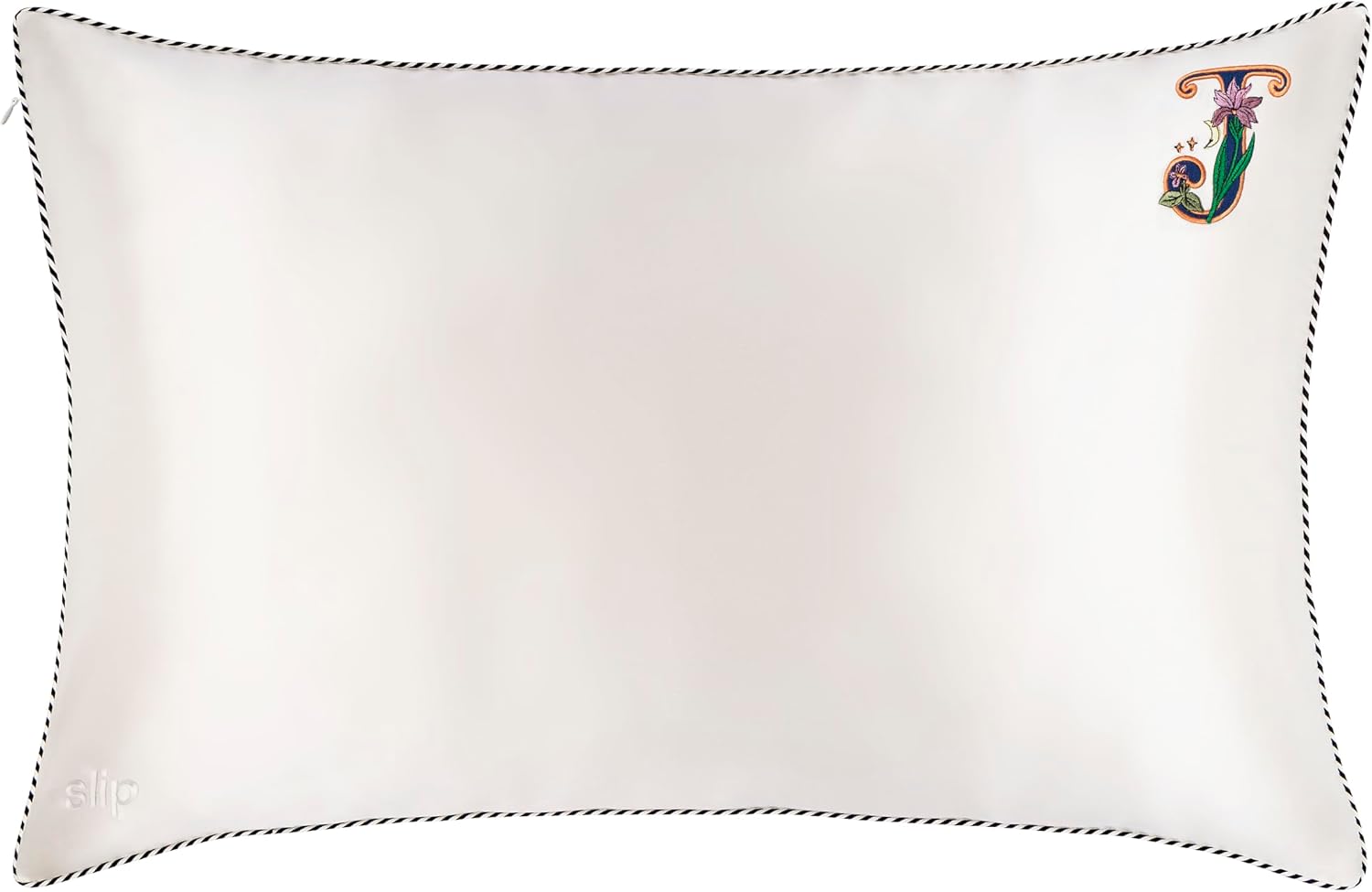 slip The Original Queen Pure Silk Pillow Case - 100% Pure 22 Momme Mulberry Silk - Queen Standard Size - Anti-Aging, Anti-BedHead, Anti-Sleep Crease, Initial Collection: Letter J (20' x 30')