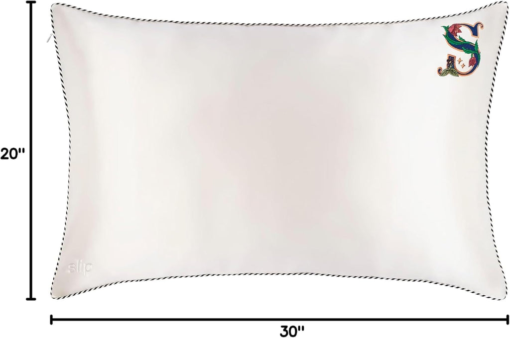 slip The Original Queen Pure Silk Pillow Case - 100% Pure 22 Momme Mulberry Silk - Queen Standard Size - Anti-Aging, Anti-BedHead, Anti-Sleep Crease, Initial Collection: Letter S (20' x 30')
