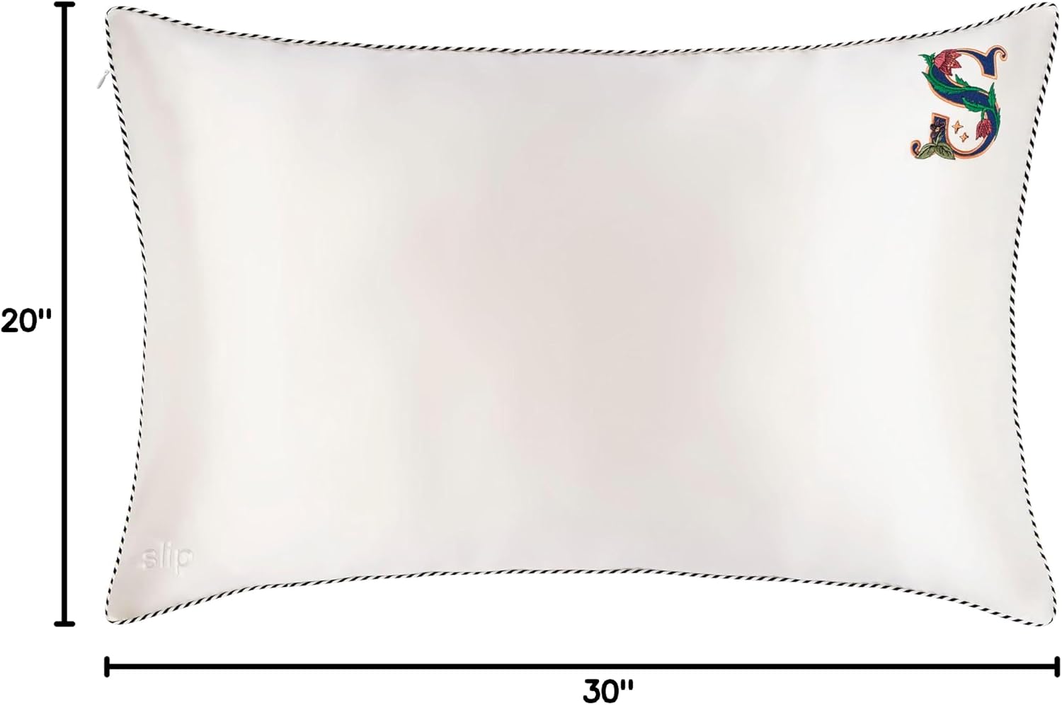 slip The Original Queen Pure Silk Pillow Case - 100% Pure 22 Momme Mulberry Silk - Queen Standard Size - Anti-Aging, Anti-BedHead, Anti-Sleep Crease, Initial Collection: Letter S (20' x 30')