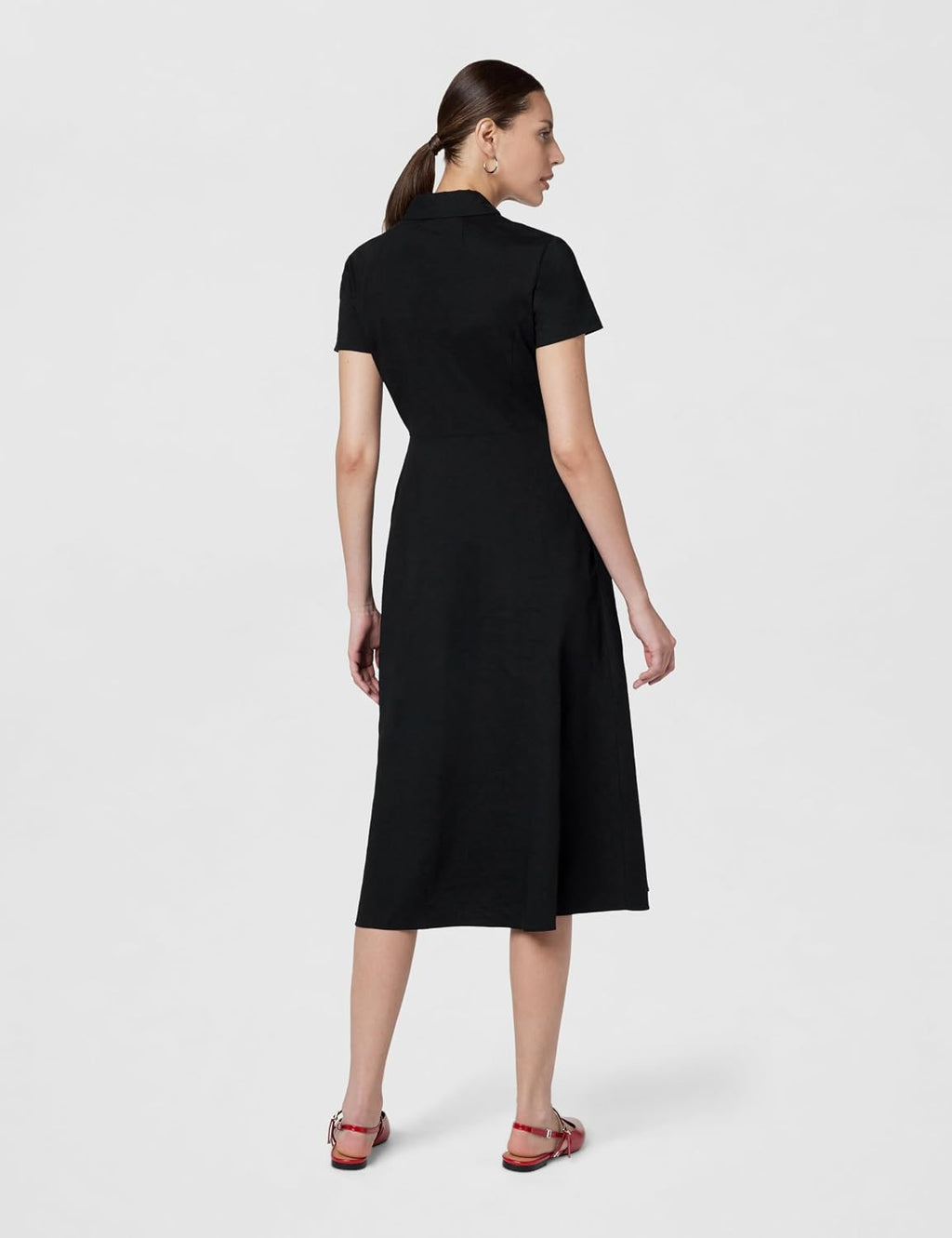 Theory Women's Short Sleeve Midi Buttondown Dress
