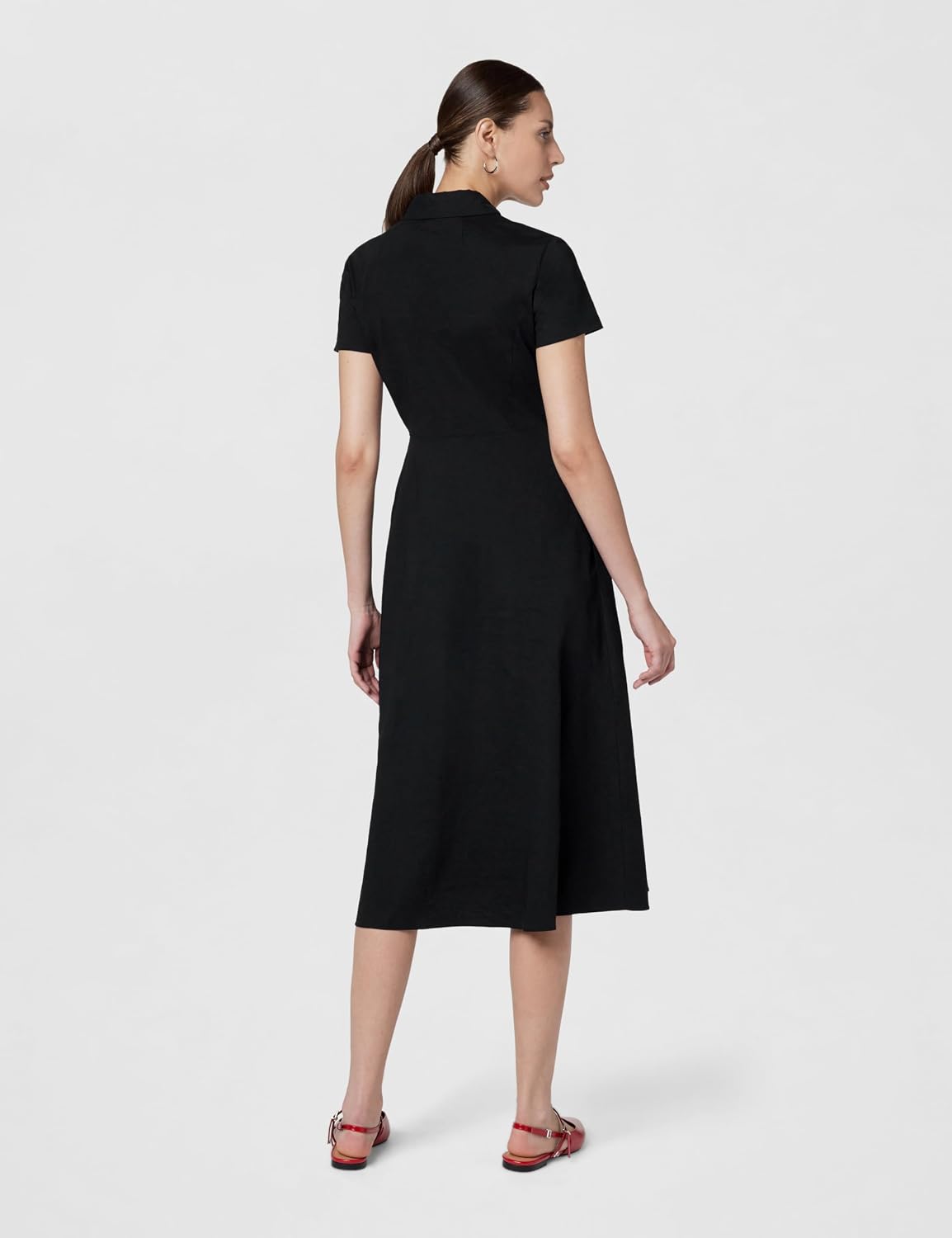 Theory Women's Short Sleeve Midi Buttondown Dress